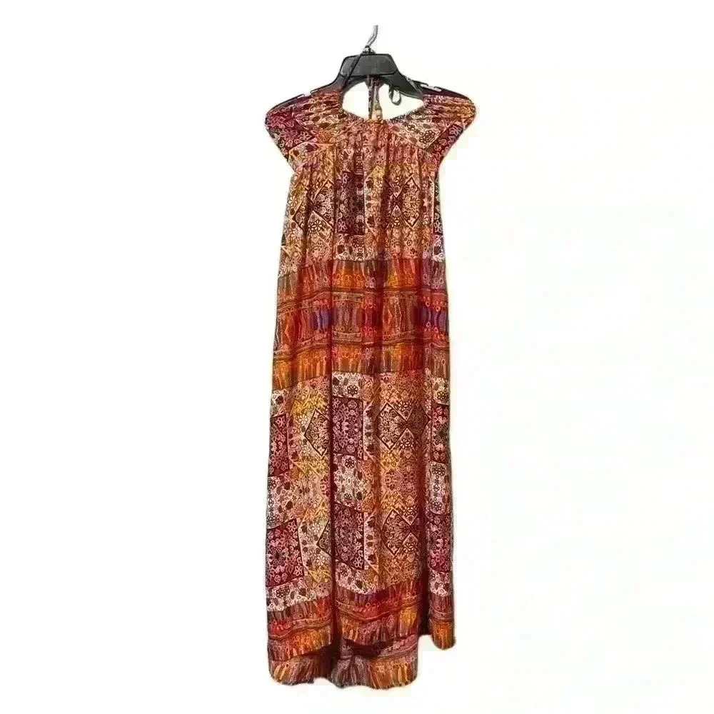 SHEIN VCAY Floral Print Open Back Drawstring Halter Dress Multicolor Size M - Picture 4 of 9